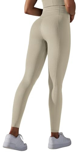 Legging tricoté sans couture pour femme - Taille haute - Pantalon de course à pied - Pantalon de fitness - Doux, extensible et confortable, 03#_Gris clair, M