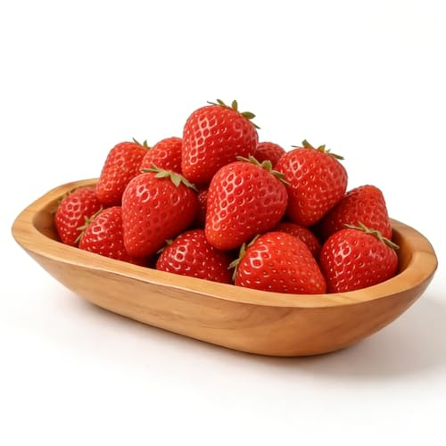 Leikurvo Ciotola per frutta in legno naturale, decorativa, realizzata a mano, ciotola decorativa per insalate, snack, frutta, chiavi (25 x 15 x 5 cm)