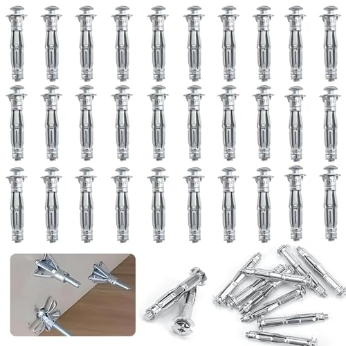 30 PCS Tasselli per Cartongesso Dadi A Petalo Zincati M6*52 Tasselli Ad Espansione Fissaggio metallico per lastre per Cartongesso, Pareti Cave E Mattoni Ecc