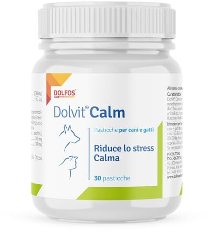 Dolvit Calm 30 Cpr - Calmante per Cani e Gatti, Ideale per Gestire lo Stress e le Situazioni di Paura - Calmante per Gatti e Cani con Valeriana, Triptofano e Melissa, Appetibile e Facile da Assumere