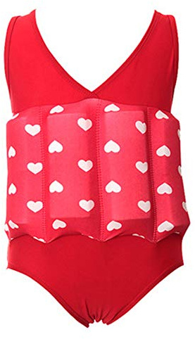 Kid Girls Boy Float Suit One Piece Floating Swimsuit with Adjustable Buoyancy Flotation Swimwear Learn to Swim Training Aid Vest Bodysuit Beach Bathing Suit Swimming Costume Red 2-3 Years