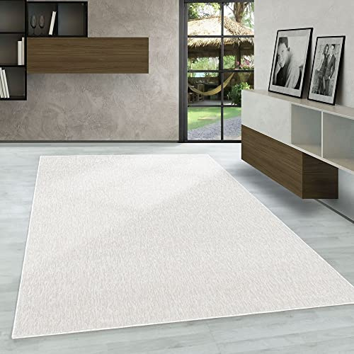 Carpetsale24 Teppich 240x340 cm Creme, Einfarbiger Kurzflor Schlingenteppich für großzügiges Wohnzimmer, Esszimmer oder Loft, Modern, langlebig & pflegeleicht