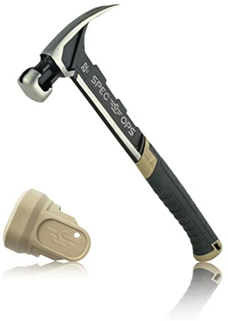 Spec Ops Tools Framing Hammer, 22 oz, Rip Claw, Smooth Face, Soft Mallet Face, Shock-Absorbing Grip, 3% Donated to Veterans, Flat Dark Earth/Black