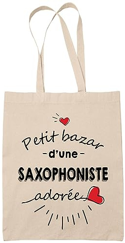 Planetee Tote bag Saxophoniste adorée femme | Idée Cadeau Sac cabas Bandoulière, Sac de Plage | Imprimé en France