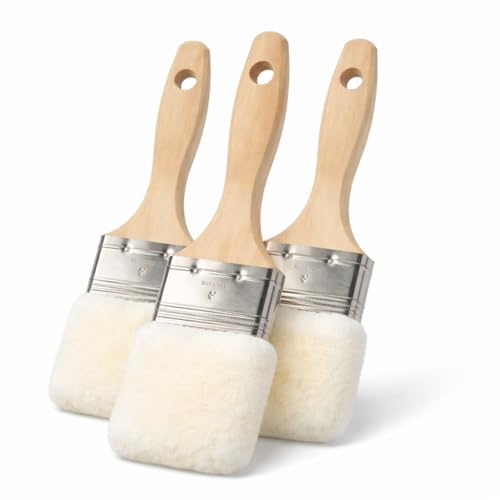Lambskin Stain & Paint Brush - for use with All Latex and Oil Based Paints, Stains and Polyurethanes. Premium Lambskin - New and Patented Design (2 inch 3 Pack)