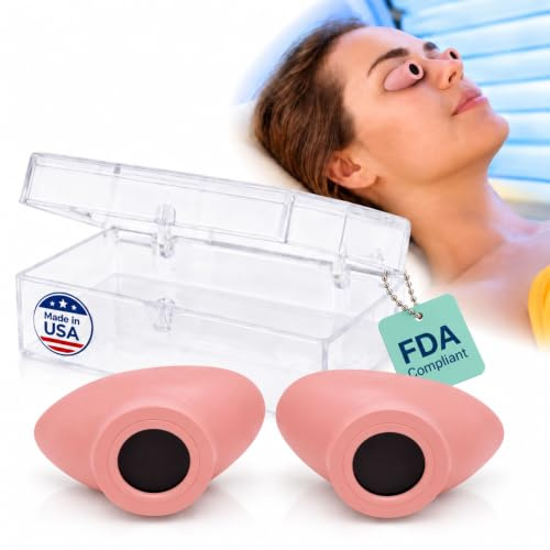 Super Sunnies Strapless Eyeshields, FDA Compliant UV Protection, Individual Tanning Goggles (Peach)