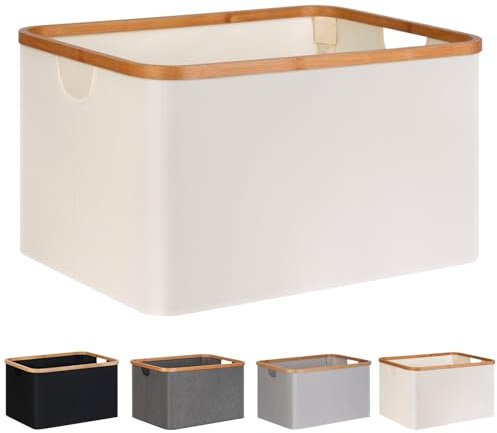 efluky Foldable Laundry Basket 60L, Bamboo Fabric Collapsible Washing Baskets, Storage Foldable Washing Basket, Laundry Baskets for Bedroom Bathroom