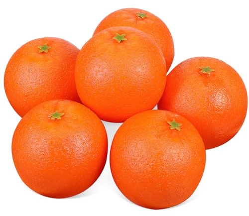 Gadpiparty 6 piezas de naranjas artificiales de frutas artificiales de simulación de naranjas muertas conjuntos de frutas realistas para el hogar, cocina, fiesta, decoración, accesorios de fotografía