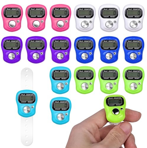 18 contatori per dita, contatore elettronico, contatore manuale, contatore per dita, contatore elettronico per lavori a maglia, tessitura, sport, golf