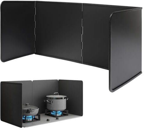 Wuciray Paraspruzzi Pieghevole, per Cucina, Cucina, Pieghevole, paraspruzzi per Cucina e Stufa, Protezione dagli Schizzi, Colore Nero (40 cm)