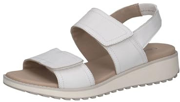 CAPRICE Damen Sandalen flach aus Leder Bequem, Weiß (White Nappa), 42 EU