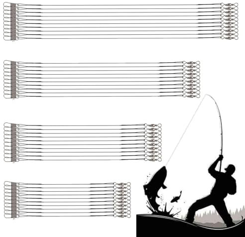 40 Stücke Stahlvorfach Zum Angeln, 15cm/20cm/25cm/30cm, Stahlvorfach Hecht, Edelstahl Fischen Angelzubehör Raubfisch, Spinnangeln Angelvorfächer Für Salzwasser Süßwasser