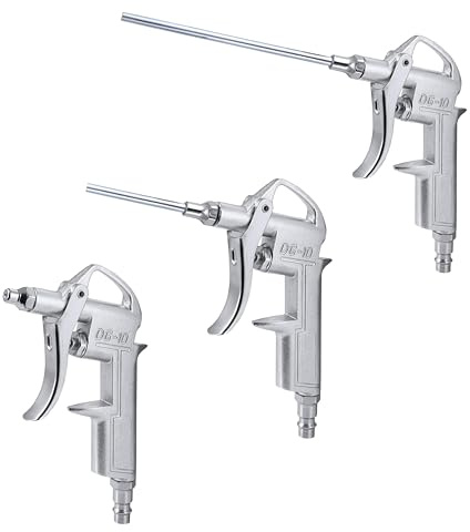 BenBow DG10 tryckluftspistol med 3 munstycken och snabbkoppling 3 X – robust högtryckspistol för effektiv rengöring, tryckluft tillbehör för industriella tillämpningar