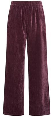 Alexis Leroy dam sammet vintage casual byxor med fickor, violett, L
