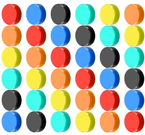 Set di 30 Calamite per Frigorifero, Calamite Piccole e Potenti, Magneti per Lavagna Magnetica, Durevole e versatile, Calamite Colorate per Armadietti, Ideali per Lavagna Magnetica.