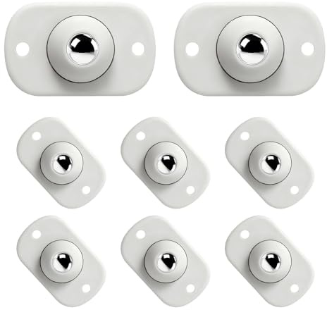 Ztolbriy 8 Pièces Mini-Roulettes Auto-Adhésives – Roulettes Pivotantes 360° pour Petit Électroménager | Portée Jusqu'à 18kg | Blanc pour Meubles & Maison