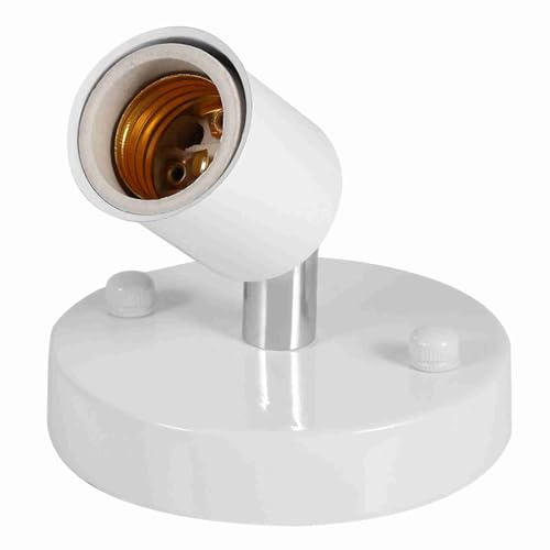 E27 lamphållare med justerbar vinkel, 180 graders roterande glödlampssockel med 2 skruvar Modern E27 glödlampssockeladapter Tak väggmonterad lampfot för kök Sovrum Matsal (Vit)
