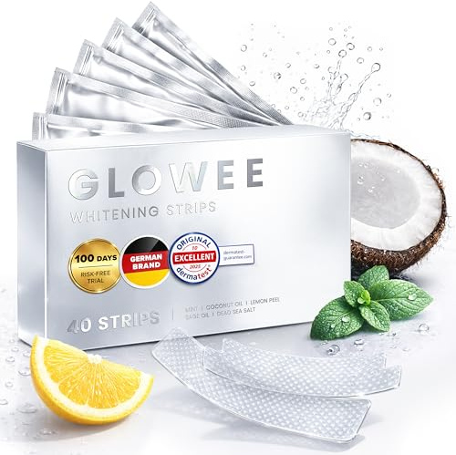 Gentle Teeth Whitening Strips - (40 Strips) Bleaching Teeth Free of Peroxide for a Radiant Smile - Gentle Tooth Whitening - 20 Applications