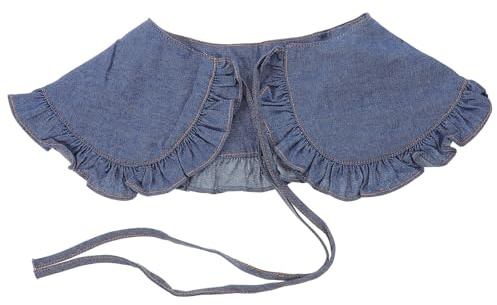 MAGICLULU Colletto Finto Staccabile in Denim Ricamato da Donna Bordi Arricciati, Scialle Rotondo a Mini Colletto da Marinaio, Accessorio Versatile per Abbigliamento Casual e Formale