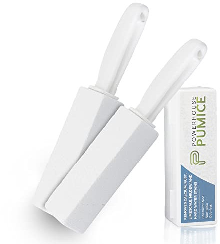 Powerstone Bimsstein-Toilettenreiniger mit Griff (2er-Pack) - Eine zuverlässige und unbedenkliche zur Reinigung von Kalkablagerungen, Schimmel und auf Toiletten, Grills, Fliesen, Fugen und Pools