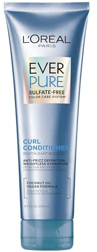 L'Oreal Paris Sulfate Free Conditioner for Curly Hair, Lightweight, Anti-Frizz Hair Care with Coconut Oil, EverPure, 8.5 Fl Oz (Packaging May Vary)