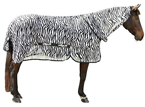 EXCELLENT Cuidado De Los Cascos Del Caballo Manta Para Moscas Y Eczemas Cebra Con Sección De Cuello 215 cm