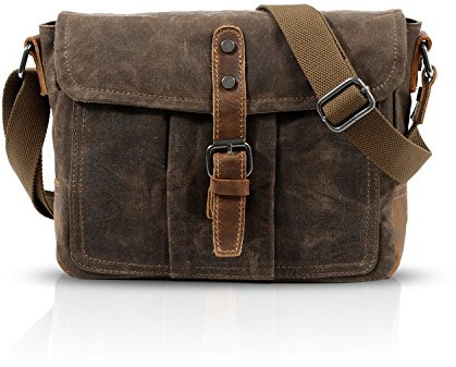 FANDARE Nuevo Bolso de Hombro del Ordenador portátil 7.9 Pulgadas Envolvente Bolsa Hombres Comercio Viaje Multifuncional Envolvente Crossbody Bolsa Transpirable Lona, marrón, Large, Mochila de Ocio