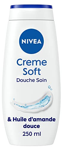NIVEA Crème de douche Soin (1 x 250 ml), enrichie à la Vitamine C & E et Huile d'Amande douce, Soin corps hydratant qui nettoie respecte et renforce le microbiome pour peaux sèches