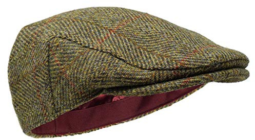 BORGES & SCOTT Gorra Plana Nevis - 100% Lana Tejida a Mano - Harris Tweed - Resistente al Agua - Herringbone 56cm