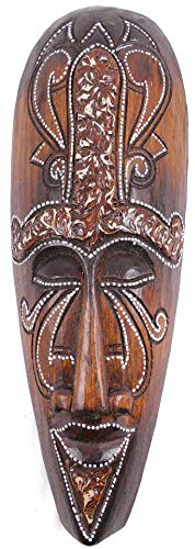 Coco Papaya Masque africain motif tribal - Décoration artisanale en bois 30cm