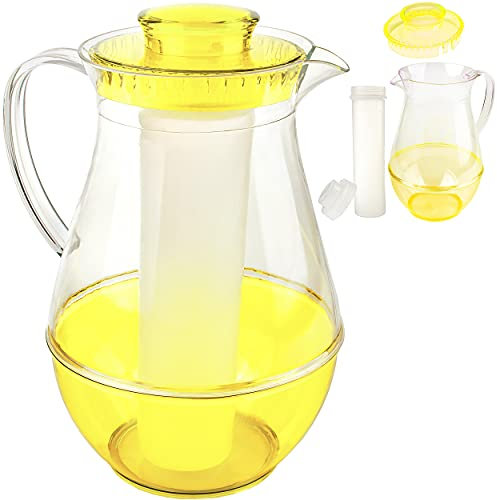2,4 Liter - große Kühl - Kanne/Krug/Getränkespender - mit Eis Kühlelement - gelb - Karaffe Kühlkaraffe - Kühlkrug - Wasserkrug/Getränkekrug - Saftkanne ..
