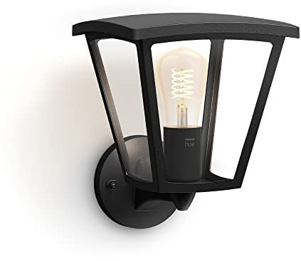 Philips Hue White Inara Wandleuchte Outdoor schwarz 550lm, warmweißes Licht, dimmbar, steuerbar via App, kompatibel mit Amazon Alexa (Echo, Echo Dot)