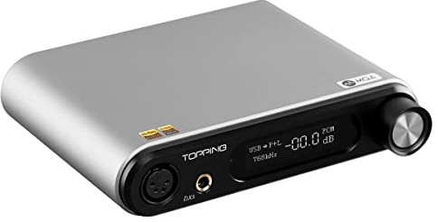Topping DX5 DAC och hörlursförstärkare med MQA-avkodning och 1800mW ström, silverfärg