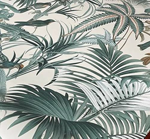 SOPHIE LAURENCE Tropical Rain Forest Birds Jungle Palm Leaves Green Non-Woven Wallpaper (Tropical Birds Blush)