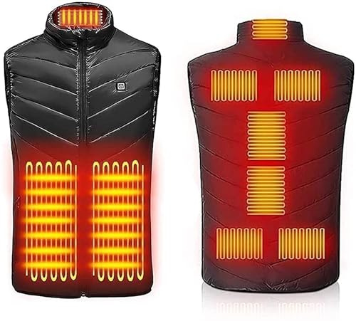 Chaleco calefactable con 3 ajustes de temperatura y 9 zonas de calefacción, chaqueta eléctrica con calefacción USB, chaleco calefactor for el cuerpo, ropa for mujeres y hombres ( Color : Black , Size