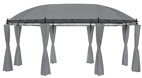 ARKEM Pavillon mit Vorhängen 520x349x255 cm Anthrazit Grillpavillon Pavillon Winterfest