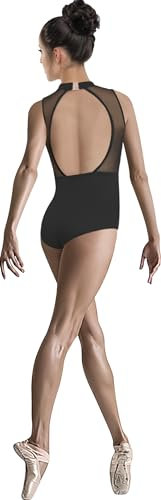 DANSHOW Rollkragen-Tanztrikot für Damen für Ballett Netztrikot mit offenem Rücken mit durchgehendem Frontfutter(23933-06-M)