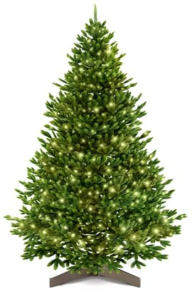 ArtiTree Künstlicher Weihnachtsbaum 210 cm – 100 % Spritzguss Nordfichte mit LED | Premium Tannenbaum naturgetreu inkl. FSC-Holzständer & Aufbewahrungstasche