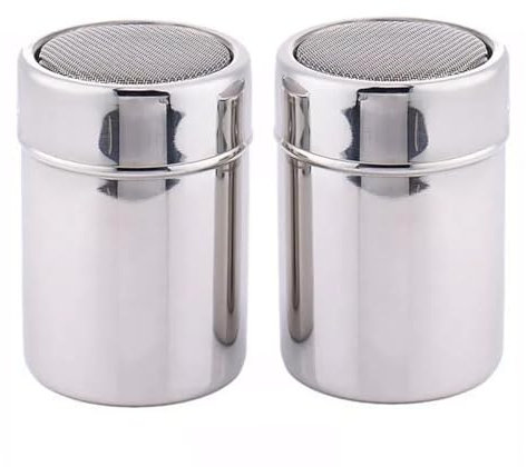 2 Stück Puderzuckerstreuer Edelstahl,Mehlstreuer mit Deckel für Puderzuckerstreuer Tupperware,Staubzuckermühle,Puderzucker Mühle,Staubzuckerstreuer Mühle,Kakaostreuer für Cappuccino,Puderzuckersieb