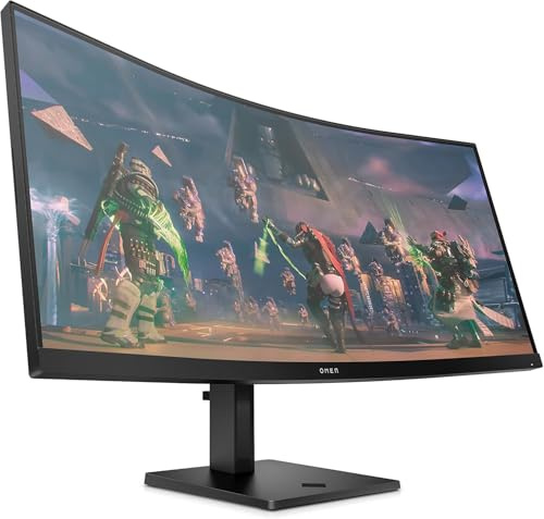 HP OMEN 34c 34 165hz WQHD (3440 x 1440) Curved Ultra-Wide Gaming Monitor – 21:9 aspect, 1500R, 99% sRGB, 400 Nits, HDR 400, 1ms, AMD FreeSync Premium, VESA Mountable, 2x HDMI 1x DP, Black (Renewed)