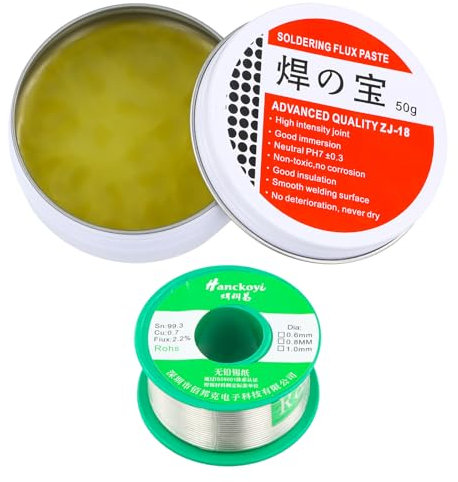 Étain à Souder, 1mm Fil de Soudure Sans Plomb, Sn99%-Cu0.7%, Fil à Souder électronique pour la Réparation et le Bricolage de Composants électroniques pour le Soudage (100 g)