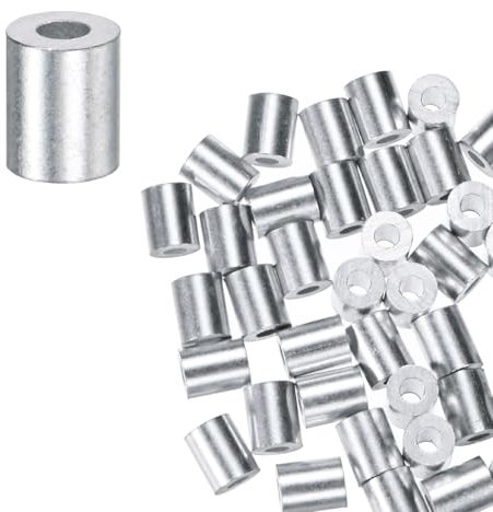 M METERXITY 25er-Pack Aluminium Crimping Loop Sleeves, 1,5 mm 1/16 Runde Barrel Drahtseilhülsen Kabelhülse für Drahtseile/Kabel Crimping Loop Sleeve