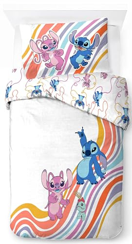 Jay Franco Disney Lilo & Stitch 100% Cotton Single Duvet Cover Set - Includes 50 x 70cm Pillowcase