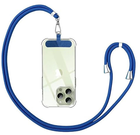 Handyband Universal für alle Smartphones, Handy Lanyard zum umhängen mit Pad,Handyband Kordel Kette für Outdoor, Reise, Unterweg Handyhalterung,verstellbar und abnehmbar, Blau