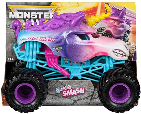 Monster Jam, Official Sparkle Smash Monster Truck, Collector Die-Cast Vehicle, 1:24 Scale, Kids Toys for Boys and Girls Ages 3 and up