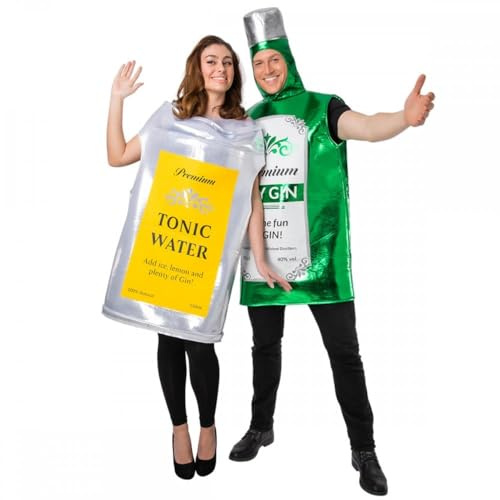 Titch & Timbo Couples Ladies And Mens Gin & Tonic Costumes : Unisex Drink Festival Fun Novelty Stag Hen Oktoberfest Fancy Dress