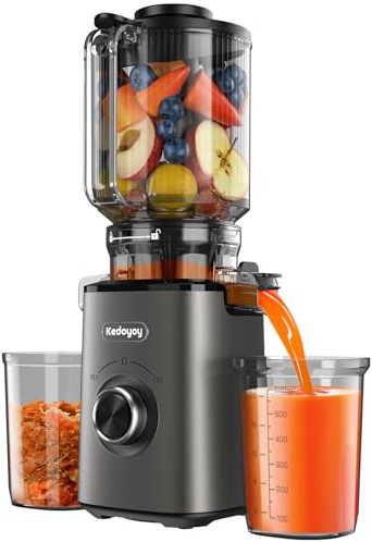 Kedoyoy Entsafter Gemüse und Obst Testsieger, Slow Juicer mit 130 MM XL-Einfüllschacht, 600 mL Saftbehälter, Elektrische Juicer Machine für Familien, Gesundheitsbewusste