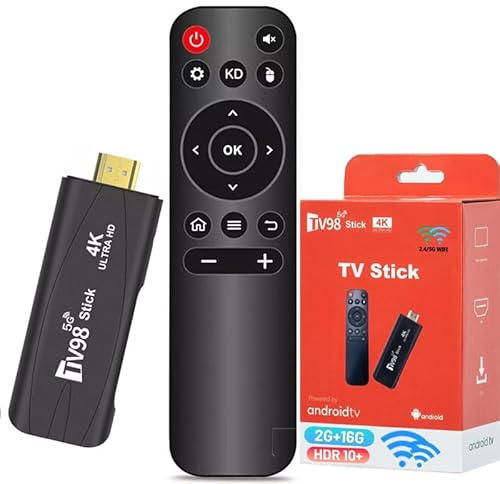 Android TV Stick 4K 2G+16GB H313 Quad-Core 64bit WiFi5 Dual 2.4G/5G WiFi HDR10+ HD Smart TV Stick Box (H 2+16)