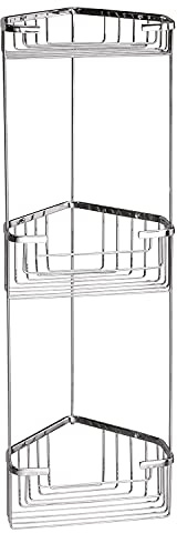 GEDY Portaoggetti doccia angolare in filo, 3 ripiani, Misure e peso: 61,5X17,2X17,2 CM & 0,955 KG, Porta oggetti per bagno realizzato in acciaio inox, Design R&S Gedy, 2 anni di garanzia