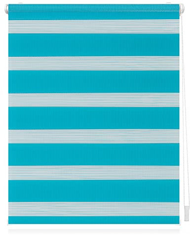 Lichtblick Doppelrollo Klemmfix ohne Bohren, Streifen, Blickdicht, Klemmträger-Montage, Sichtschutz, Wandmongtage, Deckenmontage, für Fenster und Türen Blau,70 cm x 150 cm (B x L)